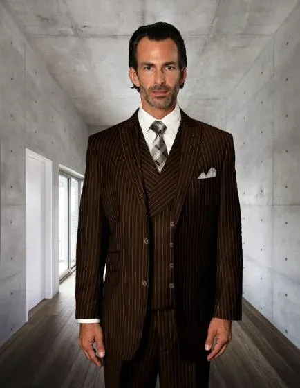 Statement Men's 3 Piece 100% Wool Suit - Fashion Pinstripe sold by Alberto Nardoni product image thumbnail 4