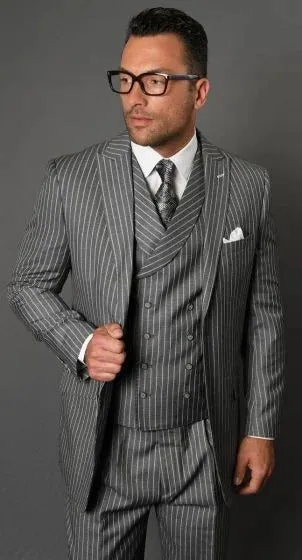 Statement Men's 3 Piece 100% Wool Suit - Fashion Pinstripe sold by Alberto Nardoni product image thumbnail 2