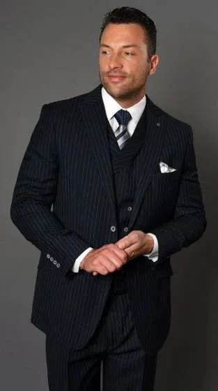 Statement Men's 3 Piece 100% Wool Suit - Fashion Pinstripe sold by Alberto Nardoni product image thumbnail 3