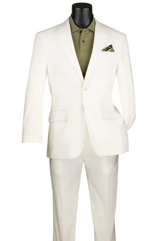 Mens Basic Modern Fit Summer Linen and Cotton Suit in White made by Alberto Nardoni