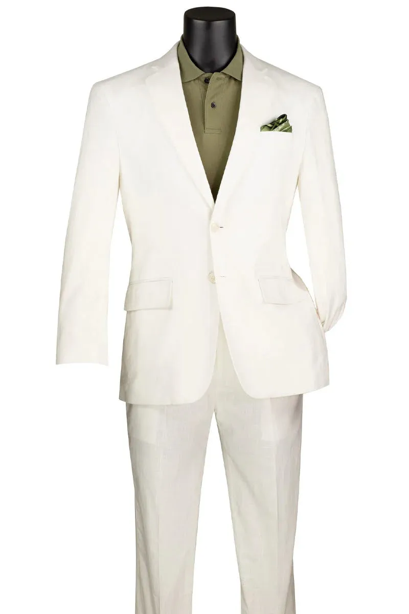Mens Basic Modern Fit Summer Linen and Cotton Suit in White sold by Alberto Nardoni