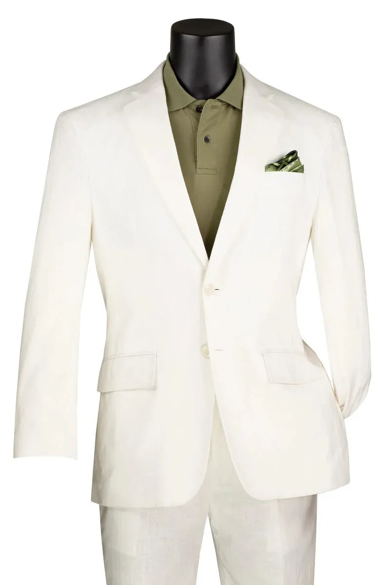 Mens Basic Modern Fit Summer Linen and Cotton Suit in White sold by Alberto Nardoni product image thumbnail 2
