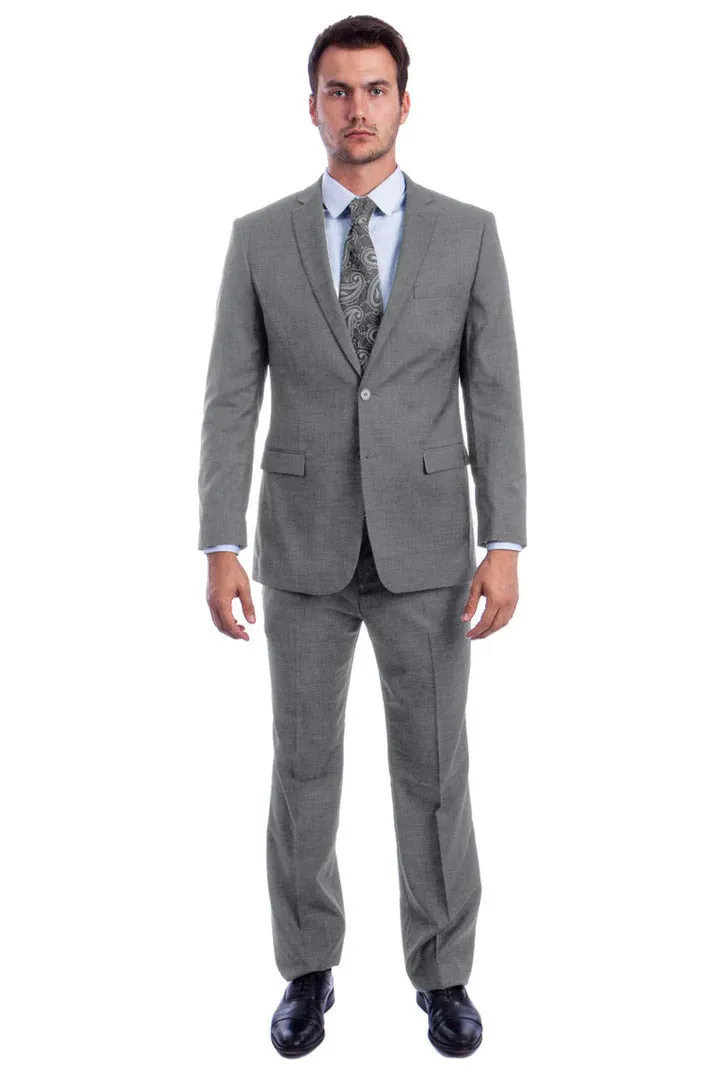 Men's Two Button Modern Fit Linen Look Summer Suit in Light Grey sold by Alberto Nardoni product image thumbnail 2