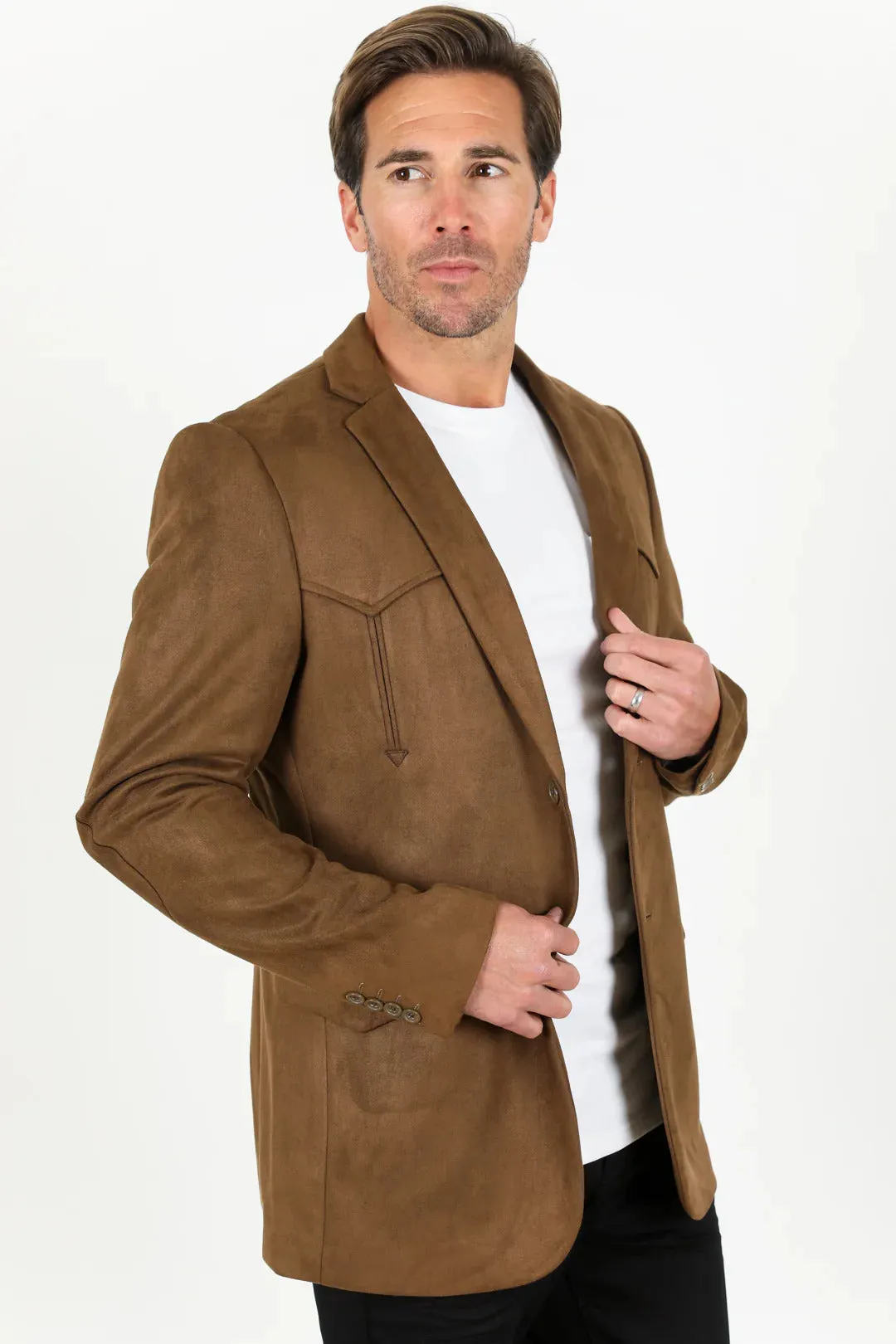 Double Button Suede Western Blazer Brown sold by Alberto Nardoni product image thumbnail 5