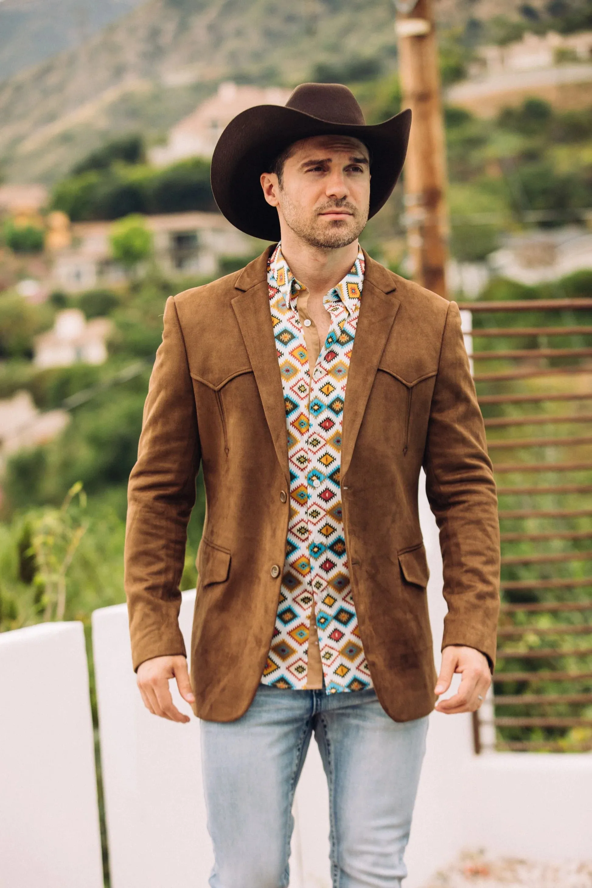 Double Button Suede Western Blazer Brown sold by Alberto Nardoni product image thumbnail 2