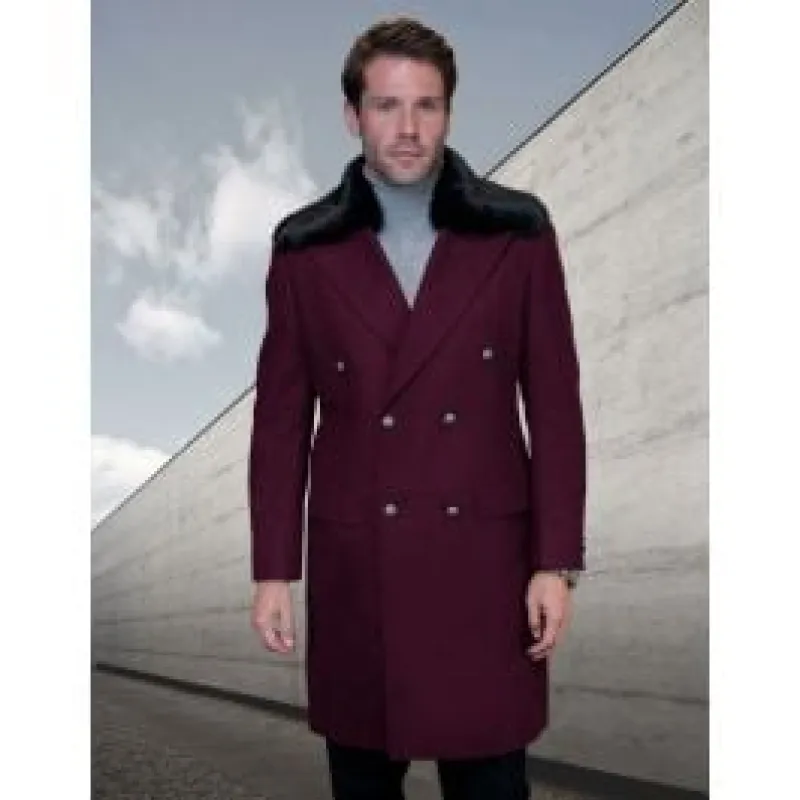 Statement Men's Outlet 3/4 Length 100% Wool Top Coat - Double Breasted made by Alberto Nardoni