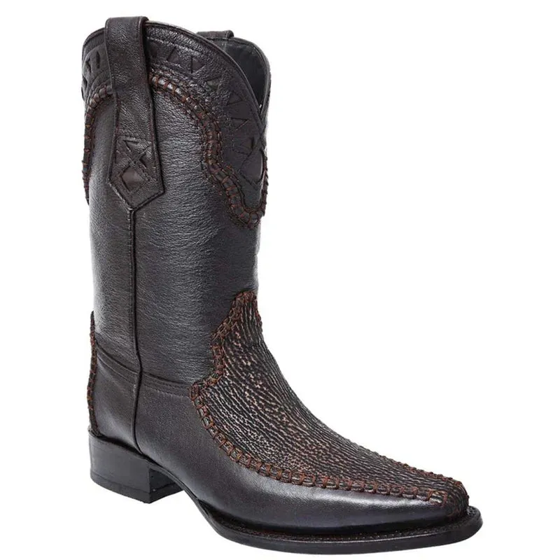 Mens White Diamond Boot Men's Brown Shark Skin Cowboy Boots Narrow Square Toe made by Alberto Nardoni