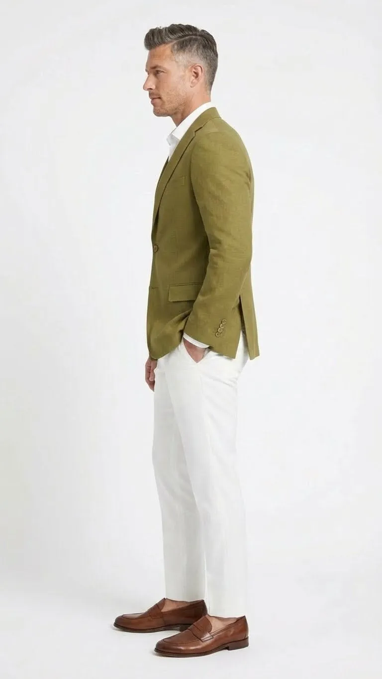 Mens Olive Green Blazer Sport Coat Fabric Summer in pistachio sage green sold by Alberto Nardoni product image thumbnail 3