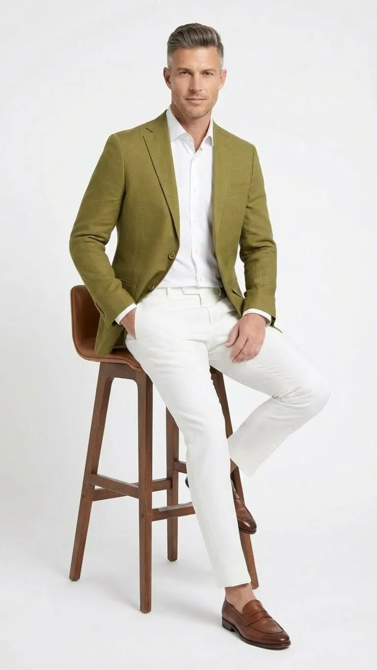 Mens Olive Green Blazer Sport Coat Fabric Summer in pistachio sage green sold by Alberto Nardoni product image thumbnail 4
