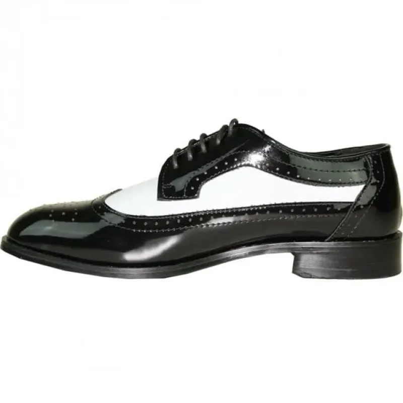 Black & White Wingtip Men's Tuxedo Shoes – Vintage Gatsby Spat Dress Shoes made by Alberto Nardoni