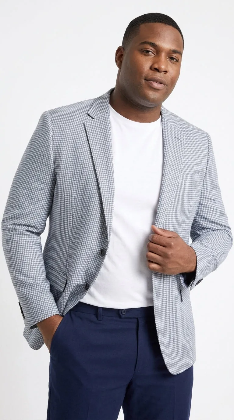 Men’s Light Blue Checkered Sport Coat – Two-Button Wedding, Business and Smart Casual Blazer sold by Alberto Nardoni product image thumbnail 4