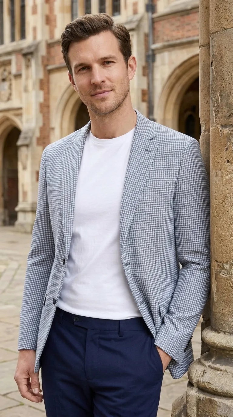 Men’s Light Blue Checkered Sport Coat – Two-Button Wedding, Business and Smart Casual Blazer sold by Alberto Nardoni product image thumbnail 5
