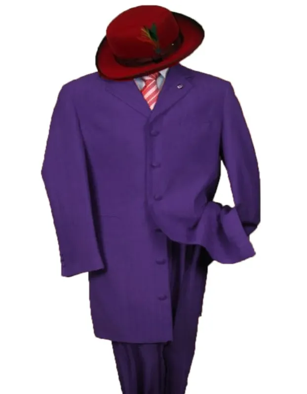 Mens 2PC Classic Long Fashion Zoot Suit Purple made by Alberto Nardoni