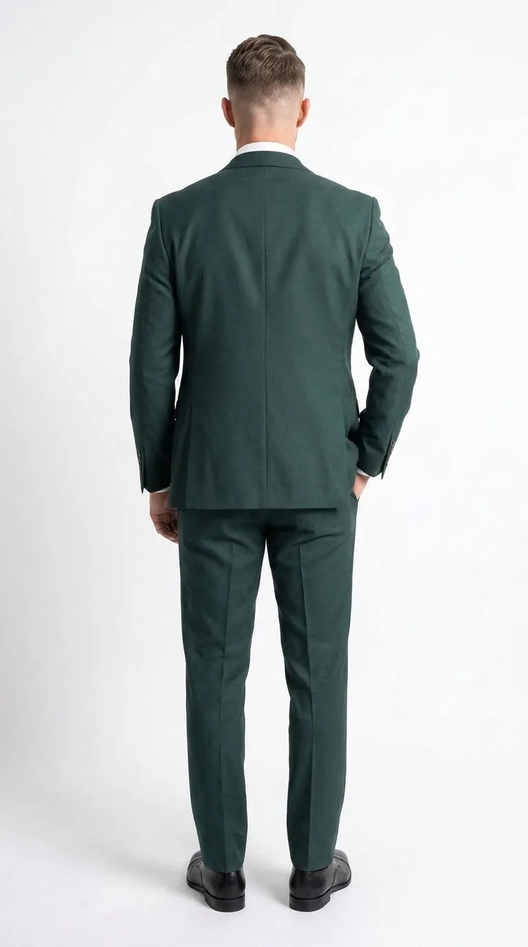 Mens Vitali 3 Piece Suit W/Scoop Vest Hunter Green 3-Piece Suit –, Big Peak Lapel Vest and Pants Modern Fit Two Buttons sold by Alberto Nardoni product image thumbnail 2