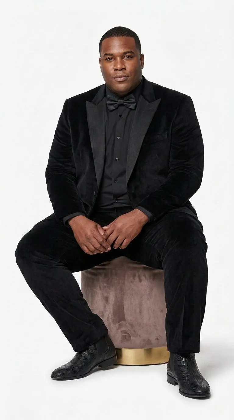 Men’s Black Velvet Tuxedo Suit – Peak Lapel Wedding, Prom and Formal Evening Velvet Pants sold by Alberto Nardoni product image thumbnail 5