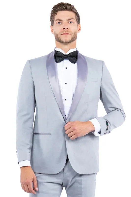 Mens Zegarie Brand Men's Modern Fit One Button Shawl Lapel Tuxedo Separates Jacket in Light Grey made by Alberto Nardoni