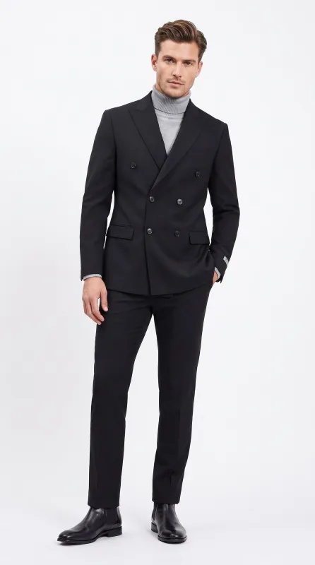 Men's Designer Stacy Adams Classic Double Breasted Suit in Black  Peak Lapel Slim fit made by Alberto Nardoni