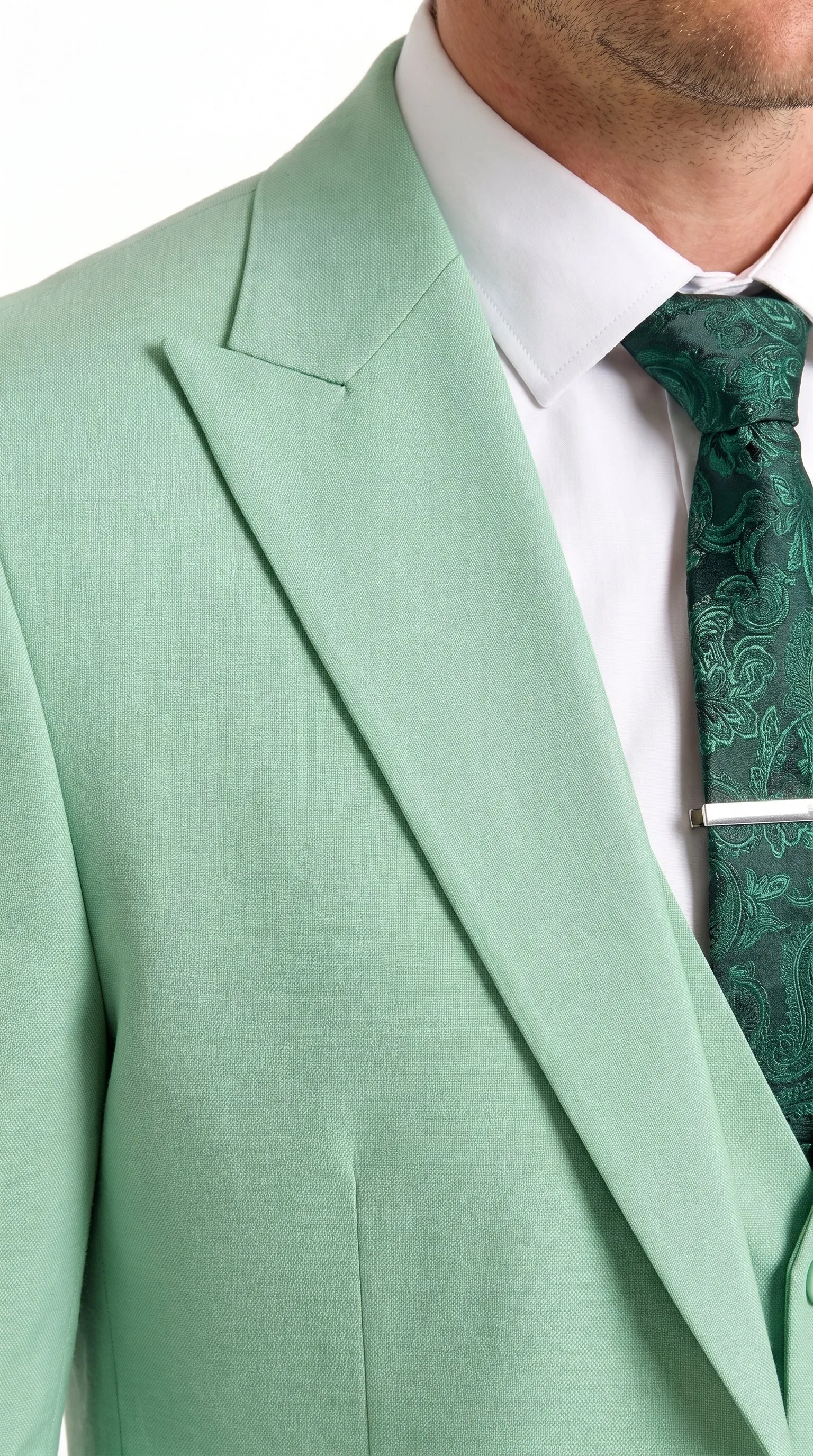 Mens Mint Green 3-Piece Suit – Slim Fit Wedding, Prom & Formal Suit with Matching Vest By Derman sold by Alberto Nardoni product image thumbnail 5