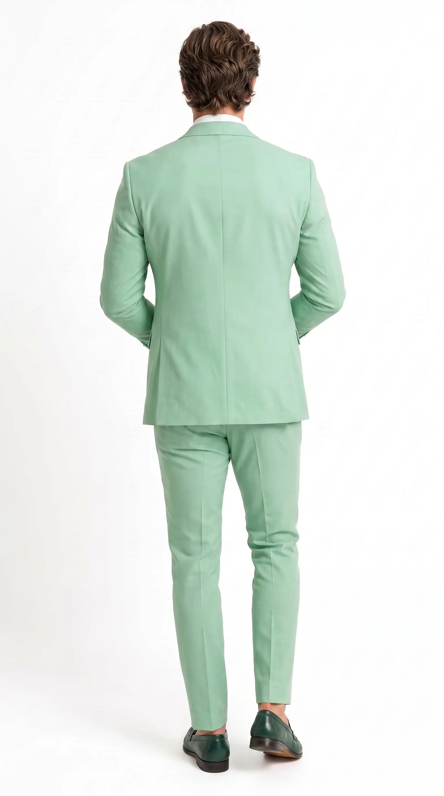 Mens Mint Green 3-Piece Suit – Slim Fit Wedding, Prom & Formal Suit with Matching Vest By Derman sold by Alberto Nardoni product image thumbnail 3
