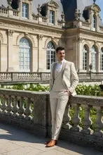 Mens Tan Tuxedo - Beige Suit "Flare" Ecru 1-Button Peak Tuxedo (4-Piece Set) sold by Alberto Nardoni product image thumbnail 4