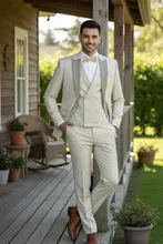 Mens Tan Tuxedo - Beige Suit "Flare" Ecru 1-Button Peak Tuxedo (4-Piece Set) sold by Alberto Nardoni product image thumbnail 5