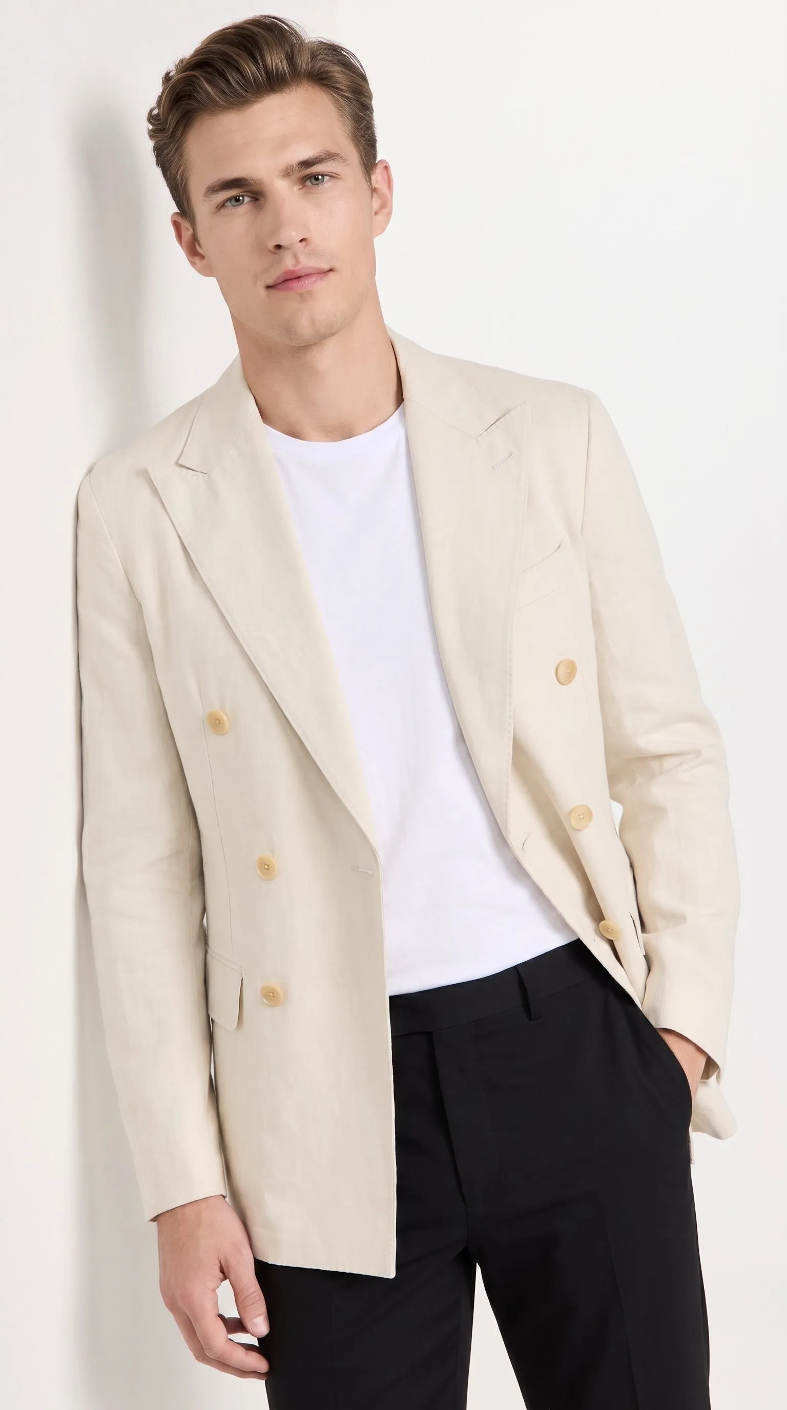 Men’s Cream Double Breasted Blazer – Ivory 6 Button Formal Wedding Sport Coat Off White color sold by Alberto Nardoni product image thumbnail 4