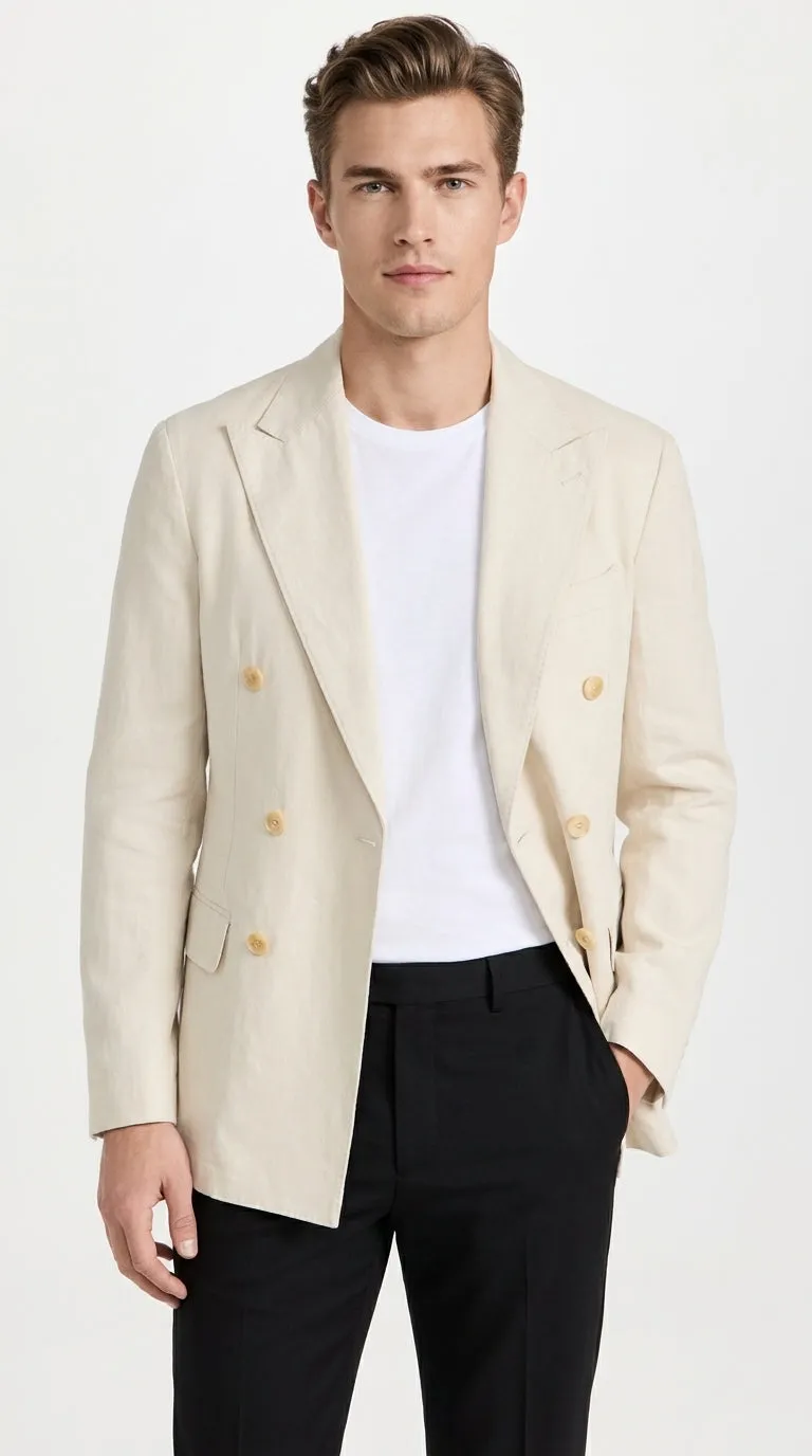 Men’s Cream Double Breasted Blazer – Ivory 6 Button Formal Wedding Sport Coat Off White color sold by Alberto Nardoni
