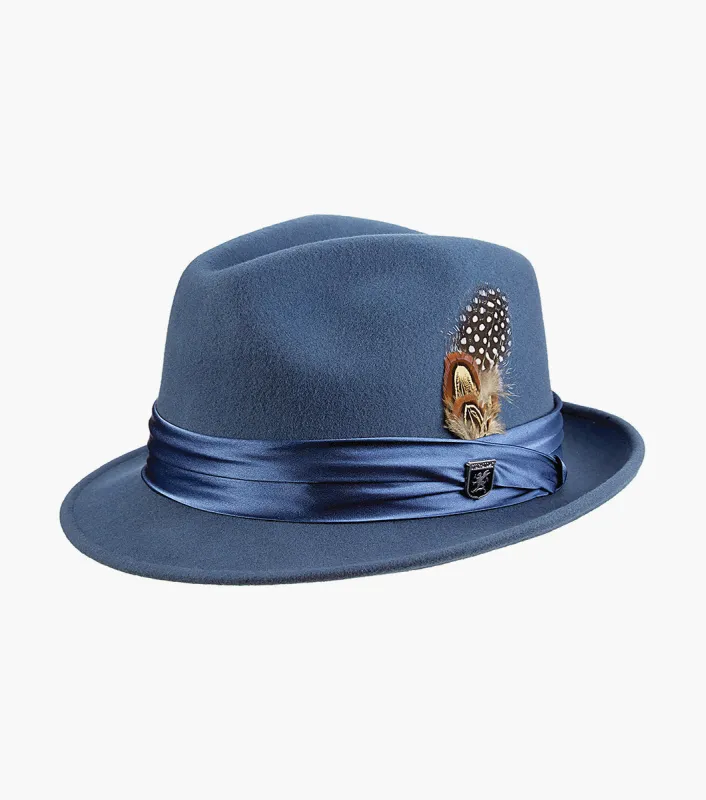 ASH FEDORA Crushable Wool Felt Pinch Front Hat made by Stacy Adams