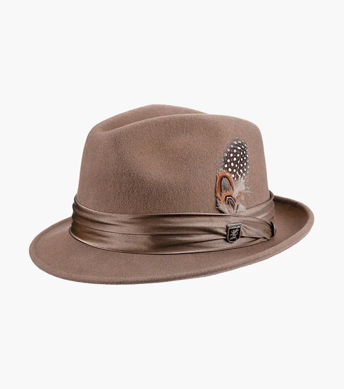 ASH FEDORA Crushable Wool Felt Pinch Front Hat made by Stacy Adams