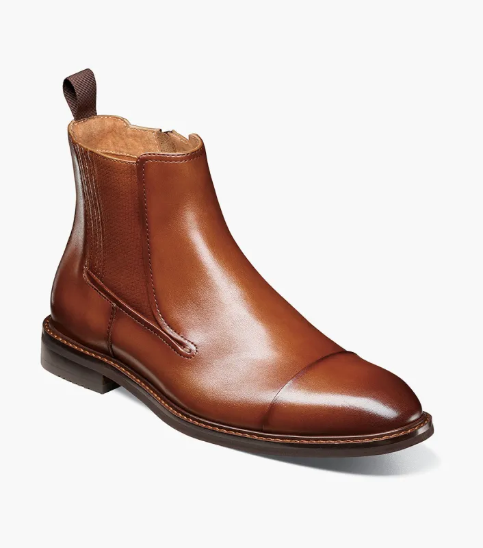 BERKSHIRE Cap Toe Side Zip Boot made by Stacy Adams