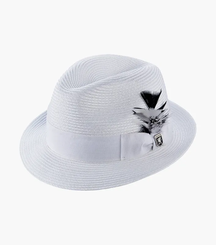 BELMONT FEDORA Poly Braid Pinch Front Hat made by Stacy Adams