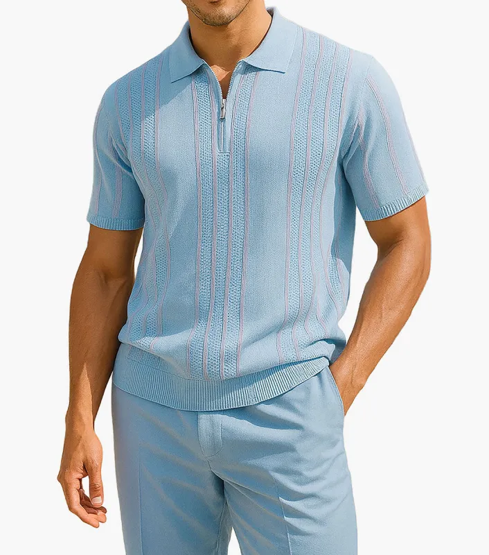 LOGAN Quarter Zip Polo Shirt made by Stacy Adams