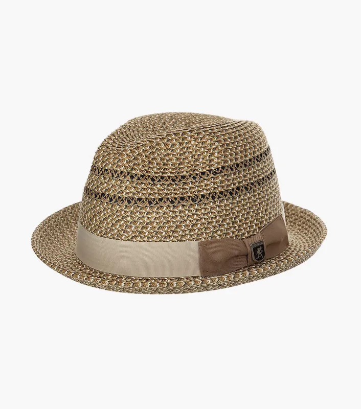 ASHER FEDORA Paper Braided Pinch Front Hat made by Stacy Adams