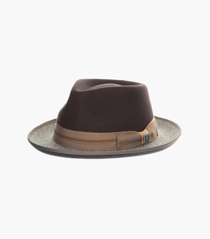 ZYLEN FEDORA Wool Felt Pinch Front Hat made by Stacy Adams