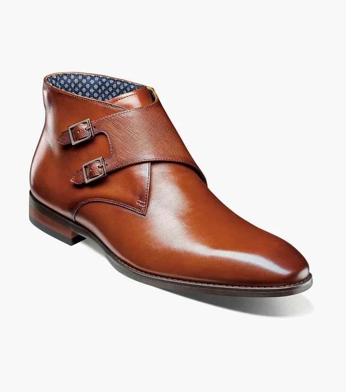 KAIUS Plain Toe Double Monk Strap Boot made by Stacy Adams