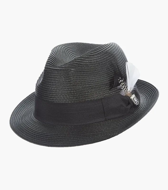 BELMONT FEDORA Poly Braid Pinch Front Hat made by Stacy Adams