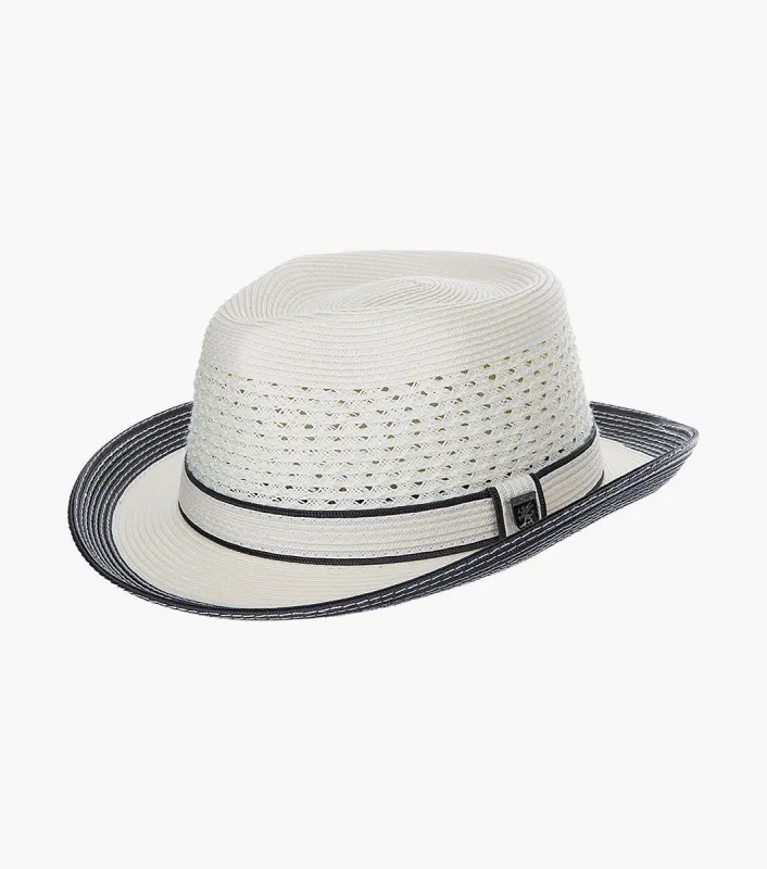 TYRONE FEDORA Poly Braided Pinch Front Hat made by Stacy Adams