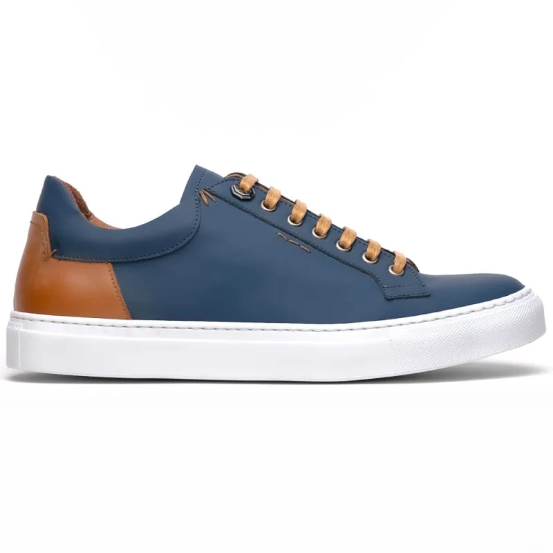 Zelli Diaz Rubberized Calfskin Sneaker Navy (65-229-NVY) made by Alberto Nardoni