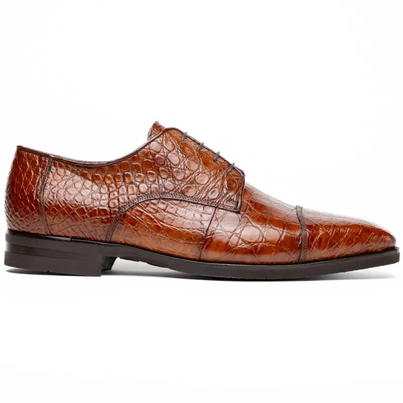 Zelli Andrea Crocodile Cap Toe Shoes Cognac (21-532-CGM) made by Alberto Nardoni