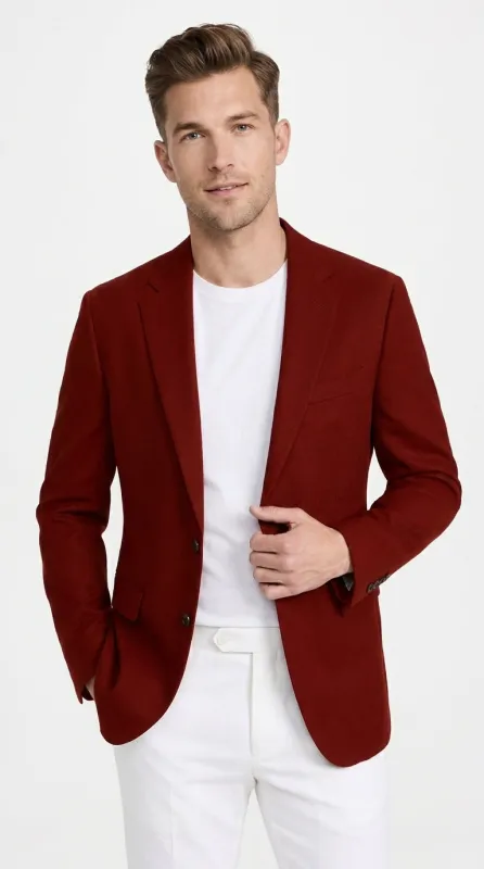 Mens Crimson Red Blazer – Classic Two-Button Wedding, Church, Business & Smart-Casual Sport Coat made by Alberto Nardoni
