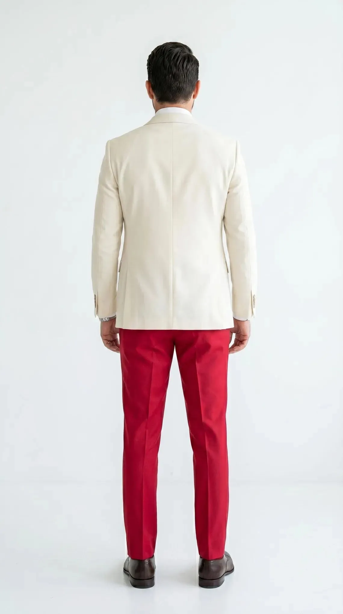 Men's Cream and Red 3 Piece Suit – Cream Blazer, Red Vest Suit and Red Pants sold by Alberto Nardoni product image thumbnail 2