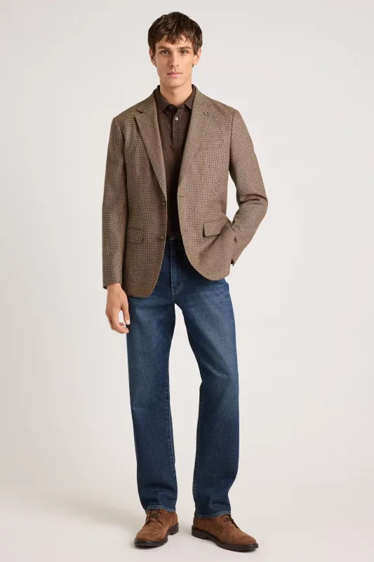 Men’s Vintage Brown Houndstooth Blazer – 1950s Coffee Check Sport Coat made by Alberto Nardoni