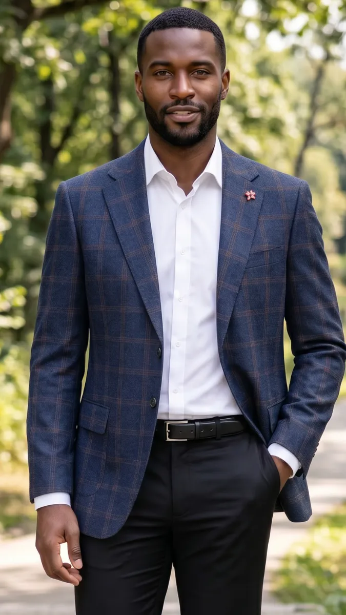 Statement Men's 100% Wool Modern Fit Sport Coat - Textured Plaid sold by Alberto Nardoni product image thumbnail 5