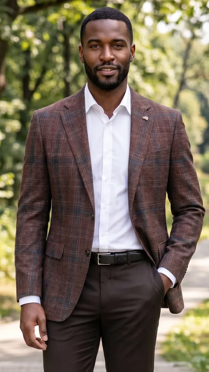 Statement Men's 100% Wool Modern Fit Sport Coat - Textured Plaid sold by Alberto Nardoni product image thumbnail 2