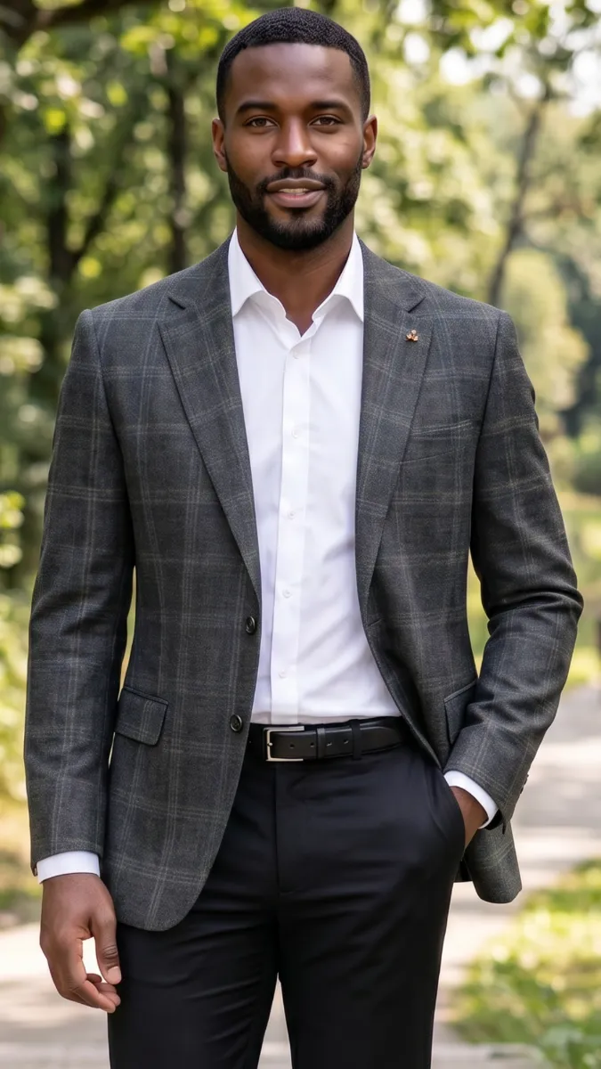 Statement Men's 100% Wool Modern Fit Sport Coat - Textured Plaid sold by Alberto Nardoni product image thumbnail 3