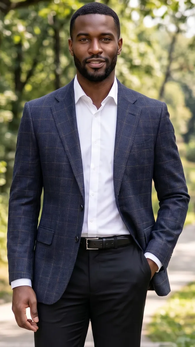 Statement Men's 100% Wool Modern Fit Sport Coat - Textured Plaid sold by Alberto Nardoni product image thumbnail 4