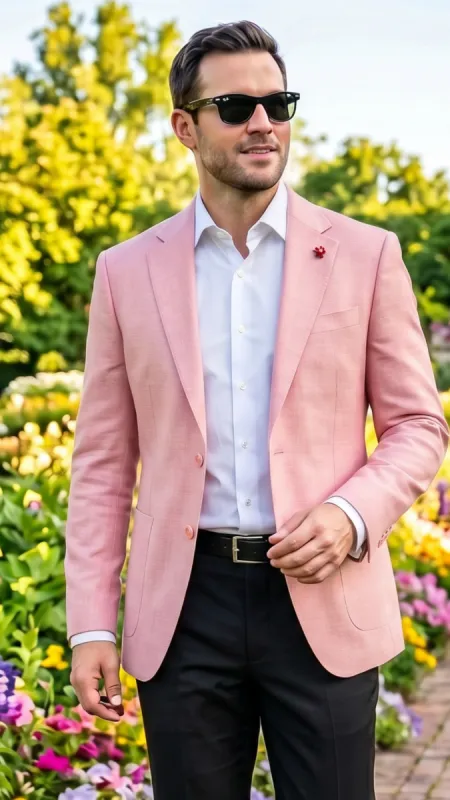 Statement Men's 100% Wool Modern Fit Sport Coat - Notch Lapel with Pic Stitching made by Alberto Nardoni