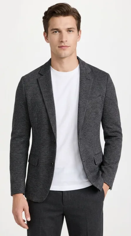 Men’s Charcoal Grey Sport Coat – Classic Two Button Notch Lapel Textured Blazer made by Alberto Nardoni
