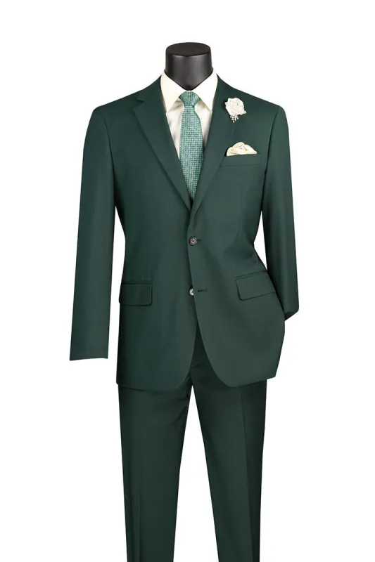 Slim Fit Men's Suit 2 Piece 2 Button in Hunter Green made by Alberto Nardoni