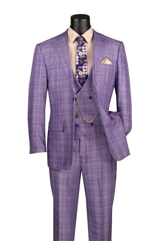 Renaissance Collection - Regular Fit 3 Piece Suit Light Purple made by Alberto Nardoni